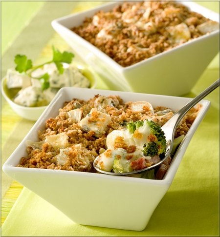 crumble aux legumes et bleu de bresse