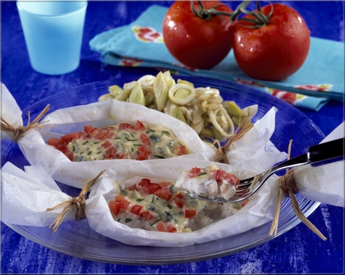 Papillote de Colin au Bresse bleu