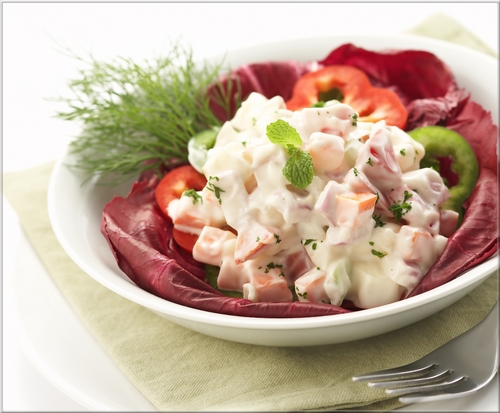 elegant look salad with capsicum, carrot on a white bowl