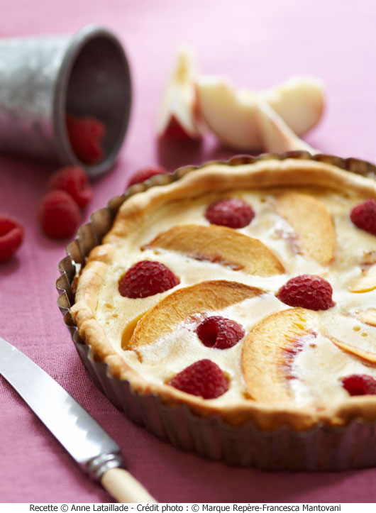 tarte_sablee_peches_framboises