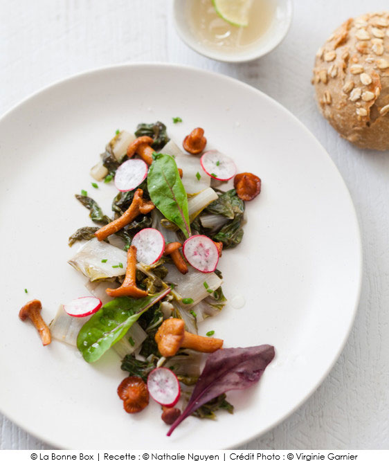 salade_tiede_blettes_girolles_vinaigrette_coing