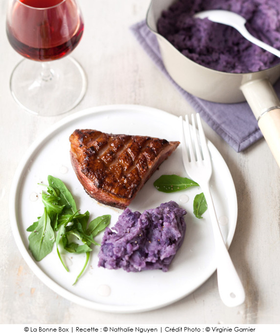 magret-de-canard-caramelise-au-confit-de-violette