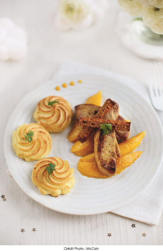 delices_de_puree_mccain_escalopes_de_foie_gras_poele_mangue_rotie_a_la_vanille