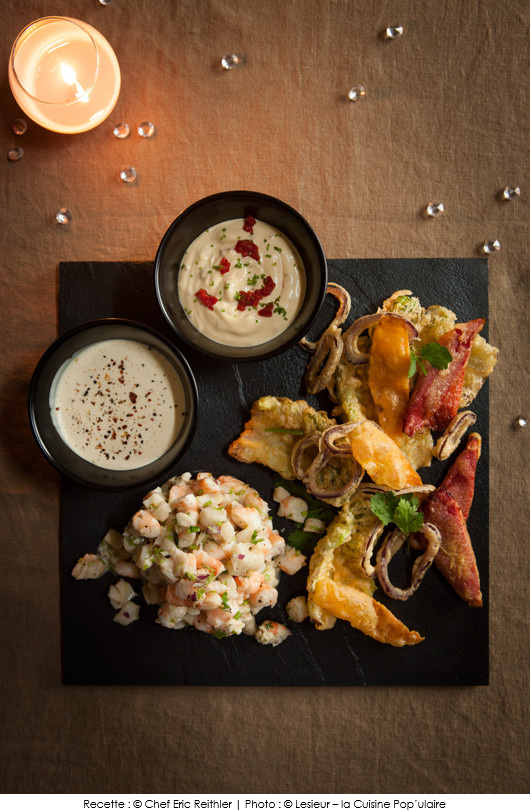 tartare-de-crevettes-et-cabillaud-tempura-de-legumes