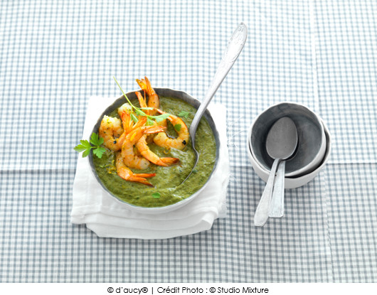 creme-d-epinard-aux-gambas-sautees