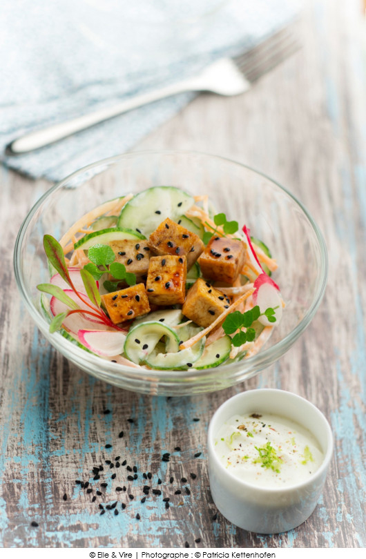 salade-de-tofu-grille-concombre-carotte-et-creme-citron