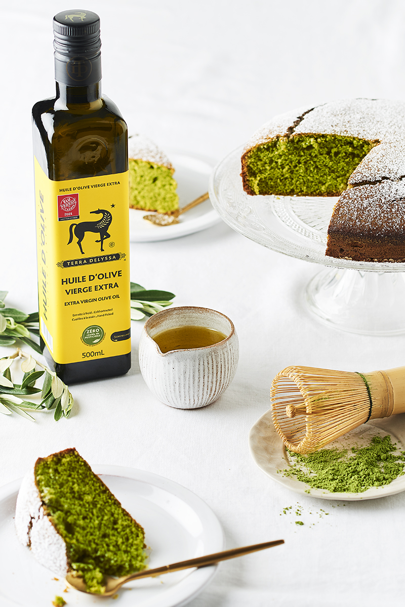 Gâteau huile d’olive thé matcha