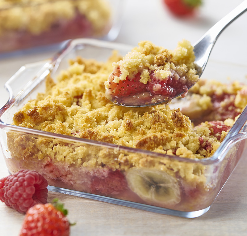 Crumble aux bananes fruits rouges