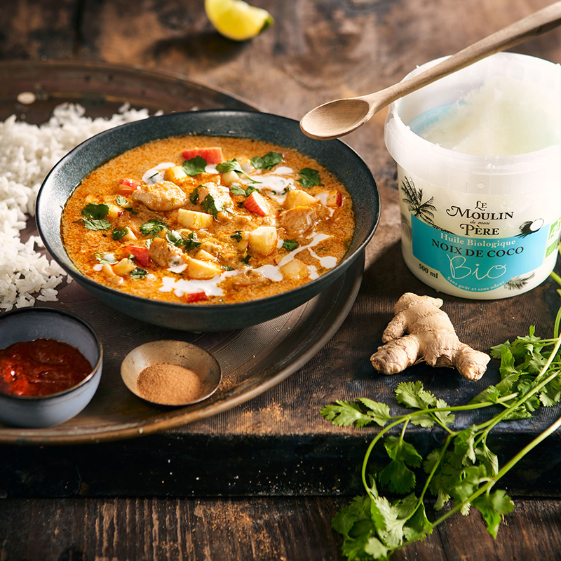 Curry de poulet huile de coco