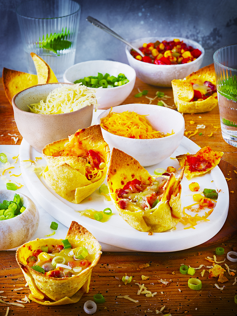 Mini enchiladas gratinées fromages