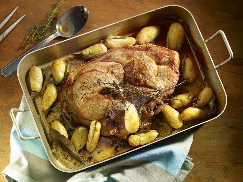 Rouelle de porc oignons