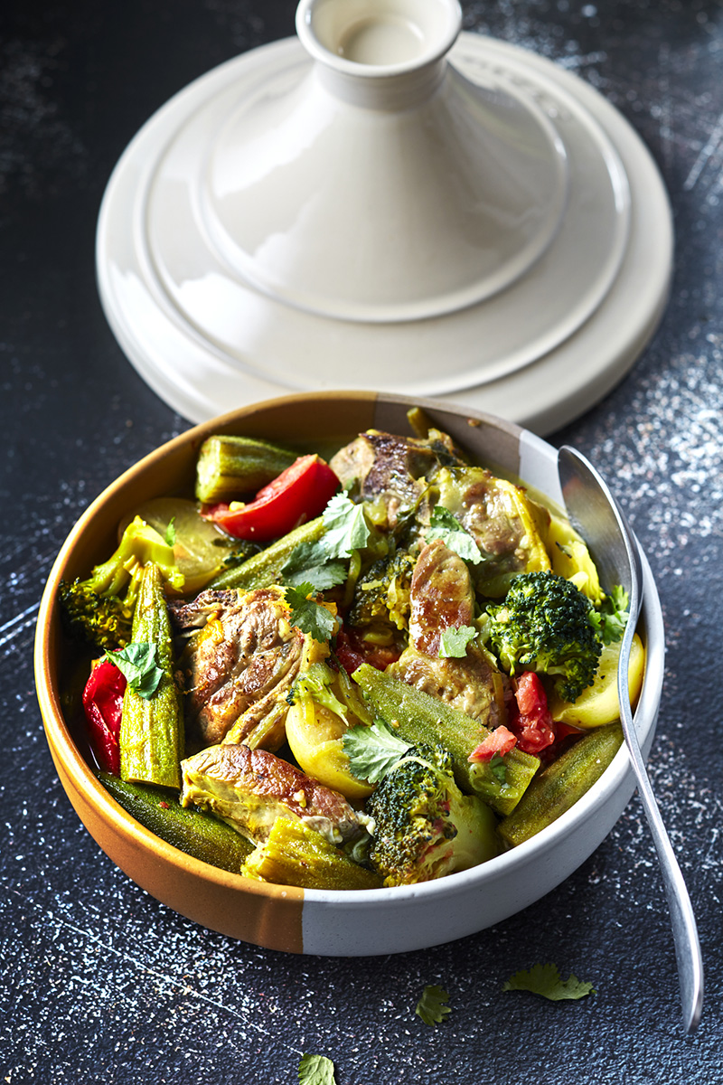 Collier d’agneau Bio en tajine citron confit, gombos brocoli