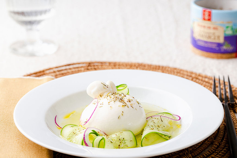 Gaspacho fraicheur de concombre burrata