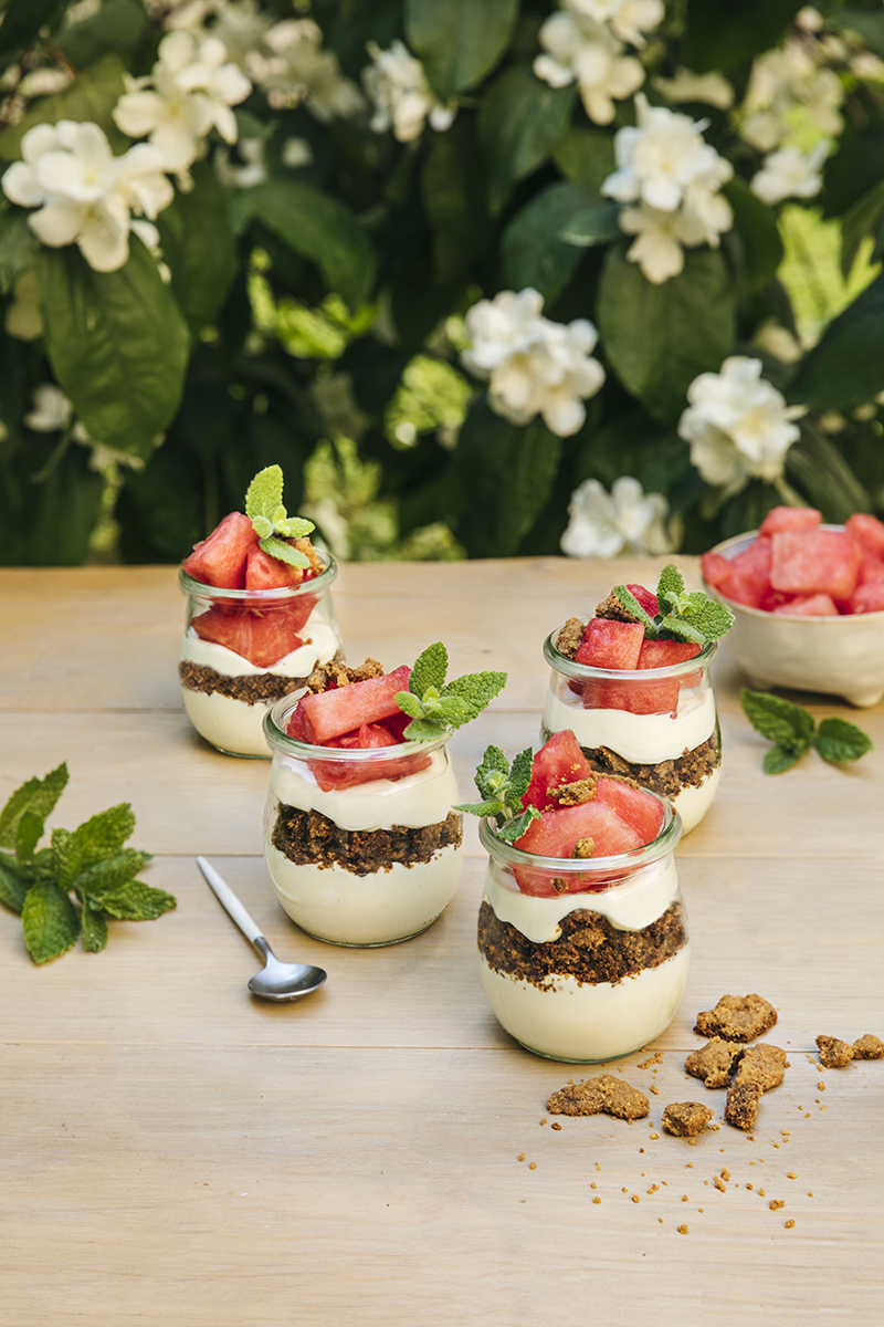 No-bake cheesecake pastèque menthe Florette