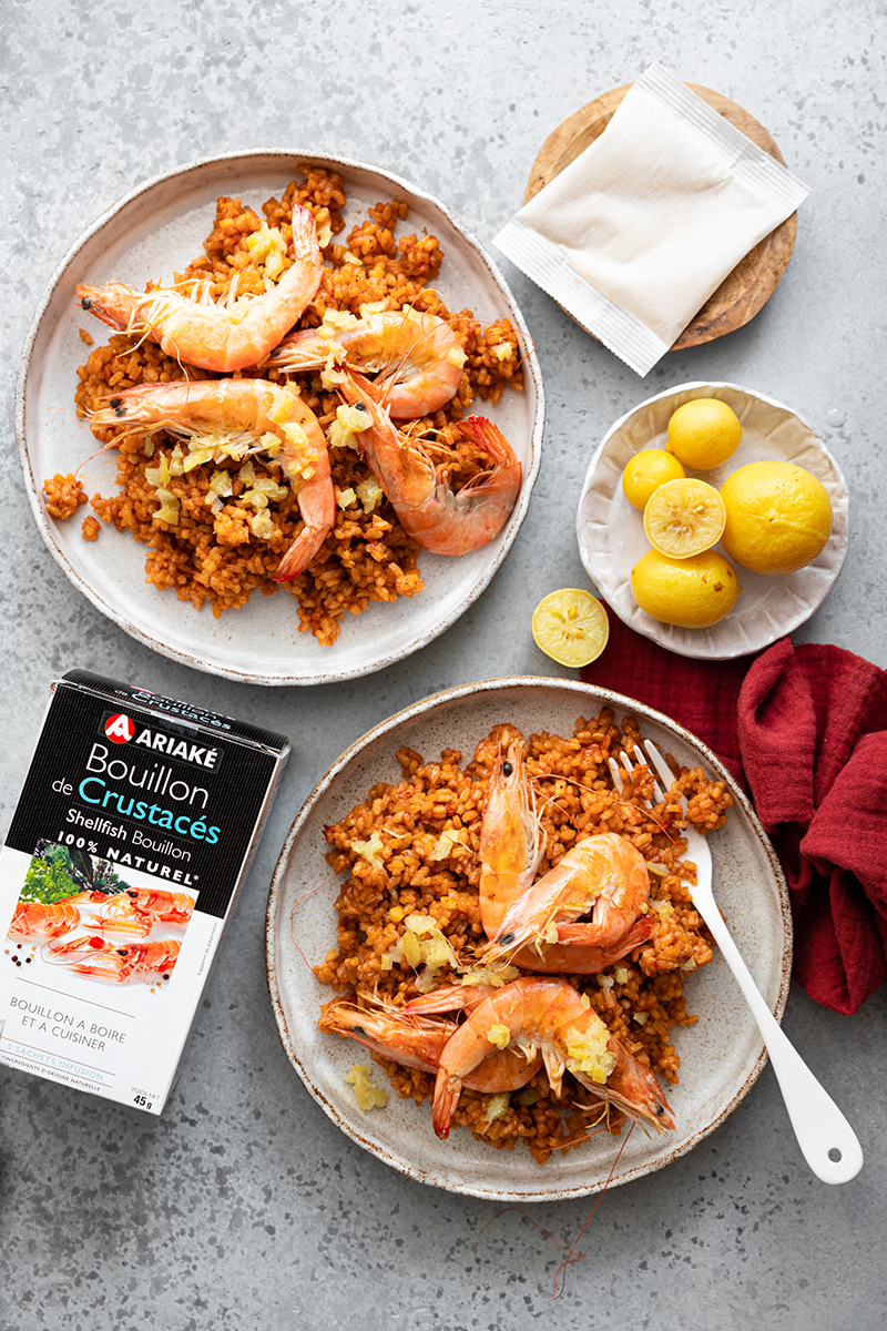 Salade de riz gambas, comme une paëlla