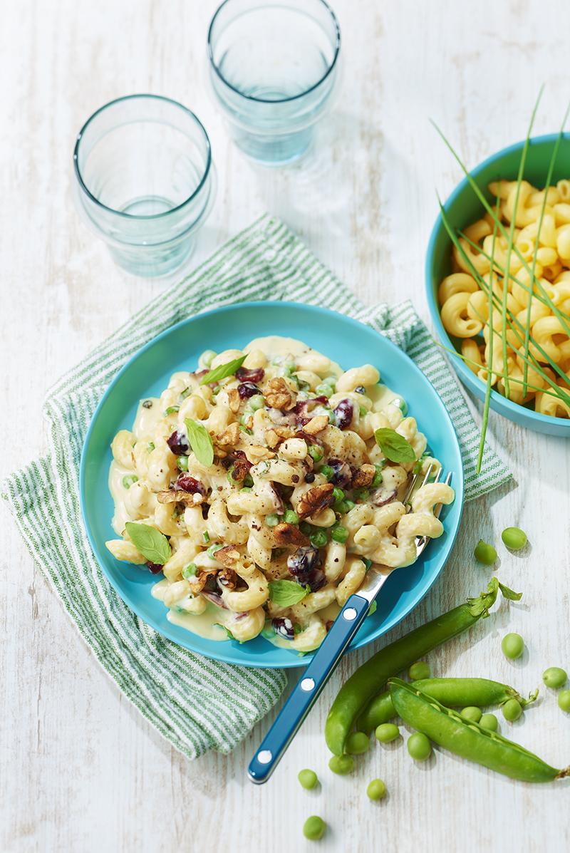 Serpentins Roquefort, petits pois cranberries