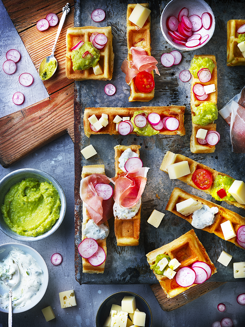 Gaufres garnies fromages