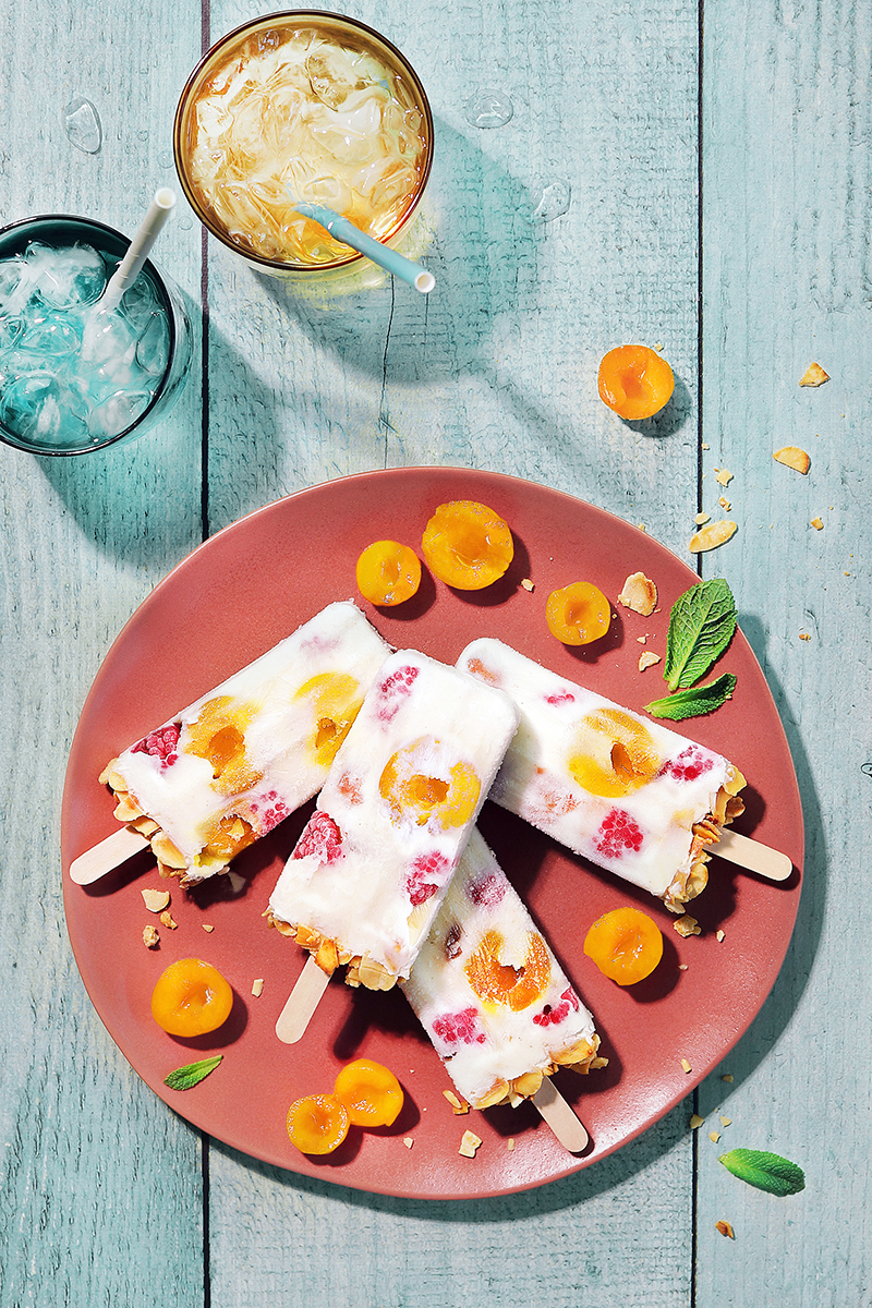 Yaourt glacé Mirabelles de Lorraine, framboises & amandes grillées