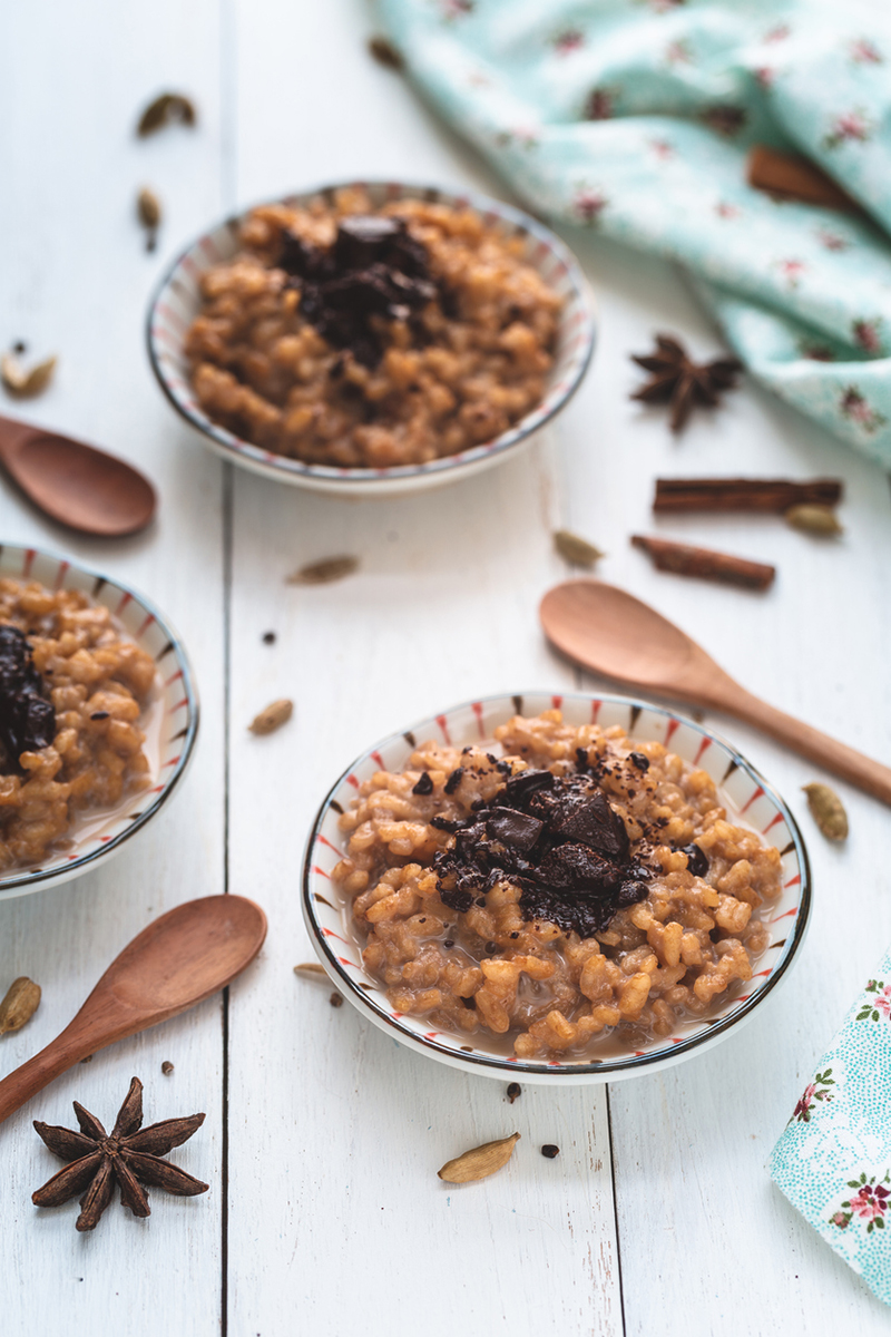 Riz au Lait-Amande sauce Noisette-chocolat 