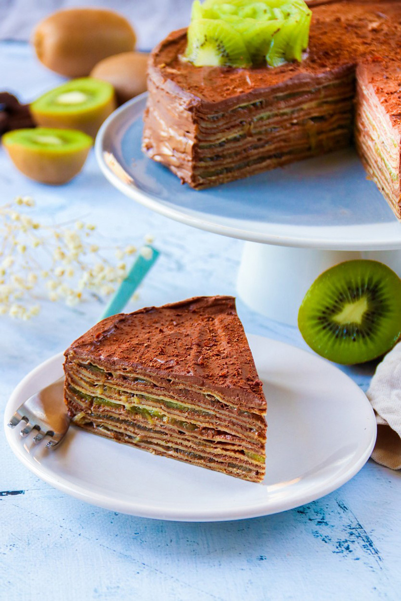 Gâteau de crêpes kiwi - chocolat
