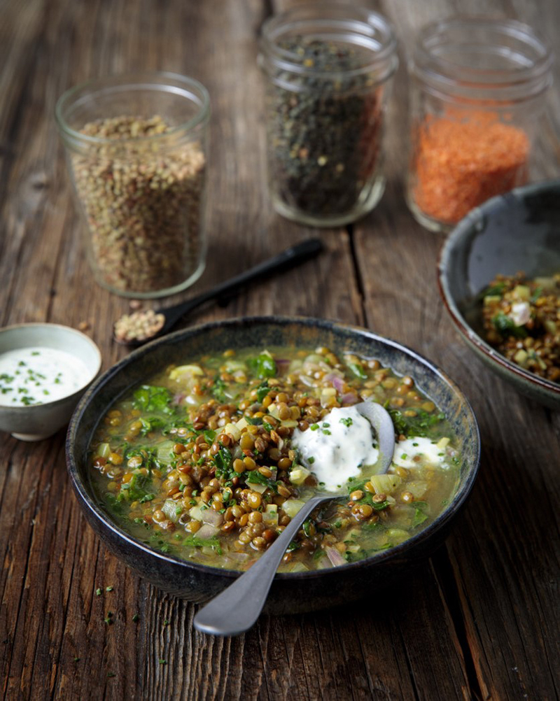 Soupe d’hiver aux lentilles épinards