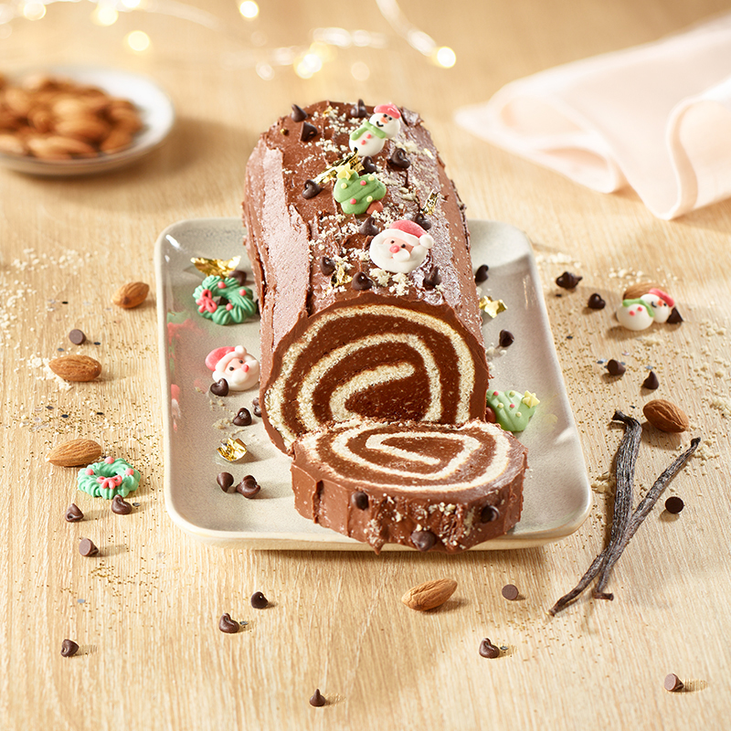 Bûche de Noël ganache chocolat et vanille de Tahiti
