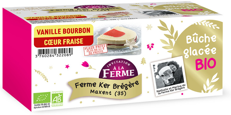 Bûche Vanille Bourbon et cœur fraise Plein Fruit