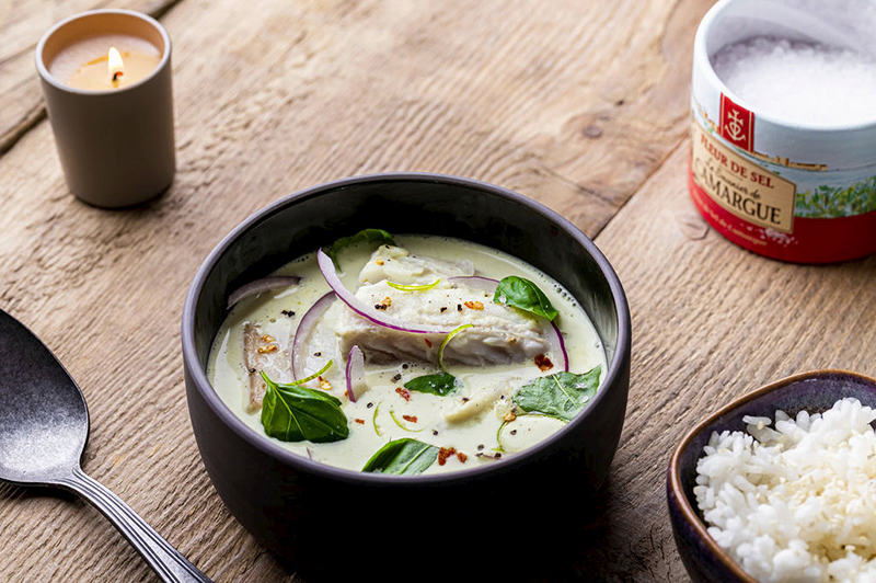 Cocotte de cabillaud lait de coco et gingembre