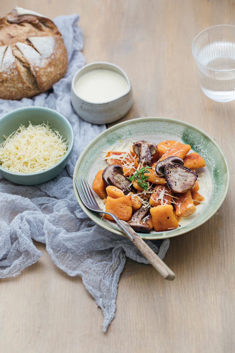 Gnocchis de patates douces, Gruyère Entremont et cèpes poêlés
