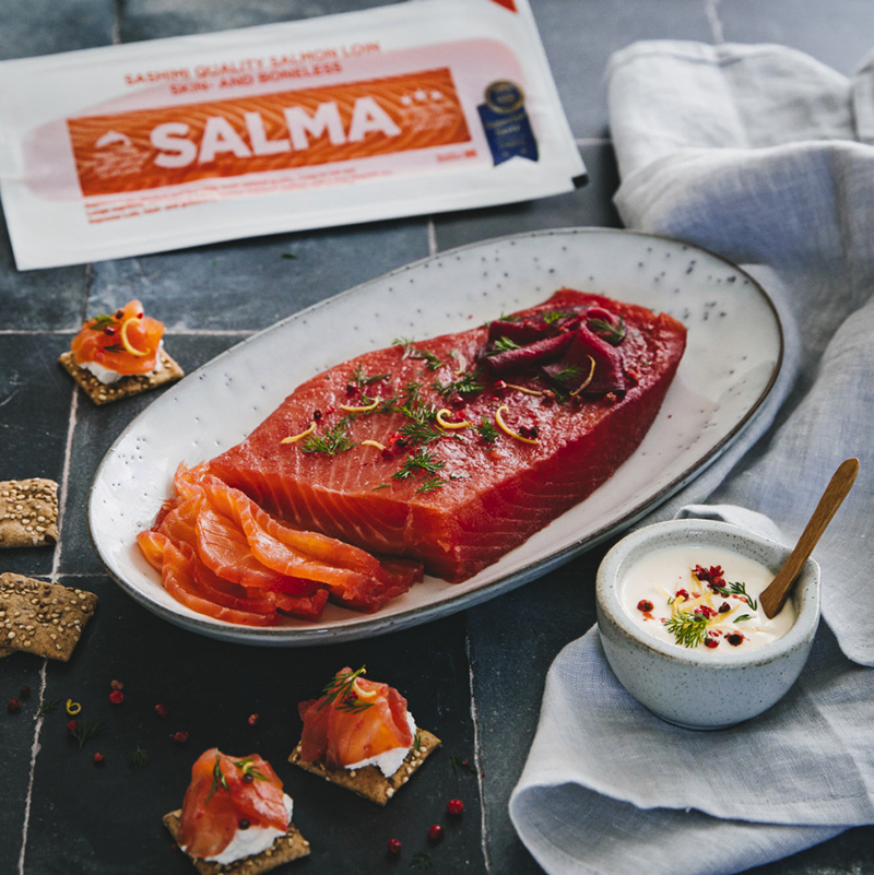 Gravlax de saumon SALMA à la betterave