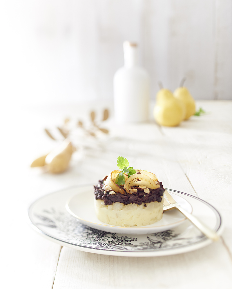 Parmentier de Ratte du Touquet boudin noir et poire