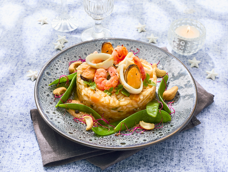 Risotto aux fruits de mer carottes au gingembre