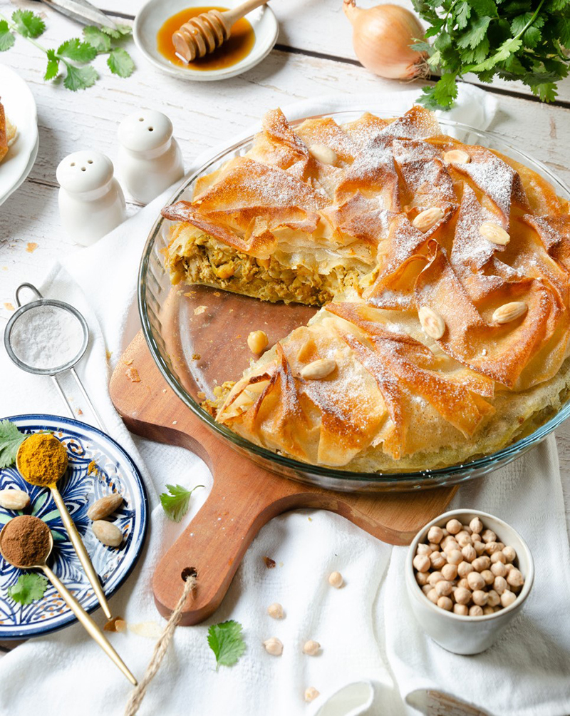 Galette salée poulet et pois chiches à l’orientale