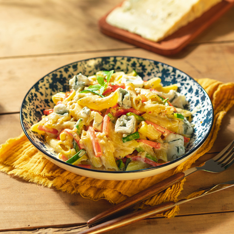 Penne légumes croquants sauce Gorgonzola Cremoso