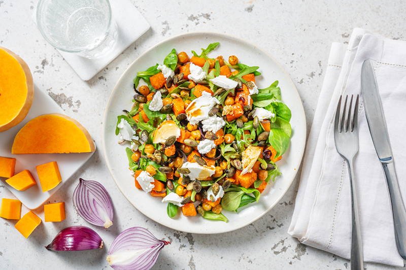 Salade de potiron chèvre frais