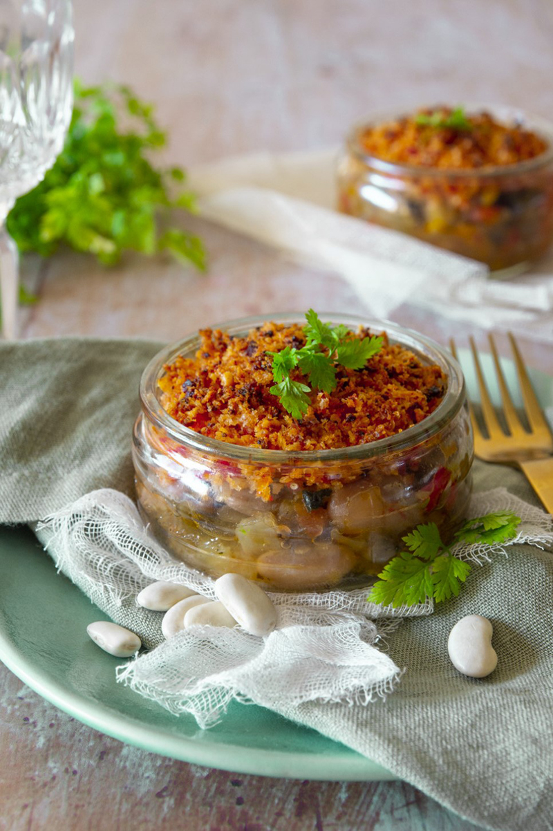 Crumble de Haricots Tarbais au chorizo parmesan