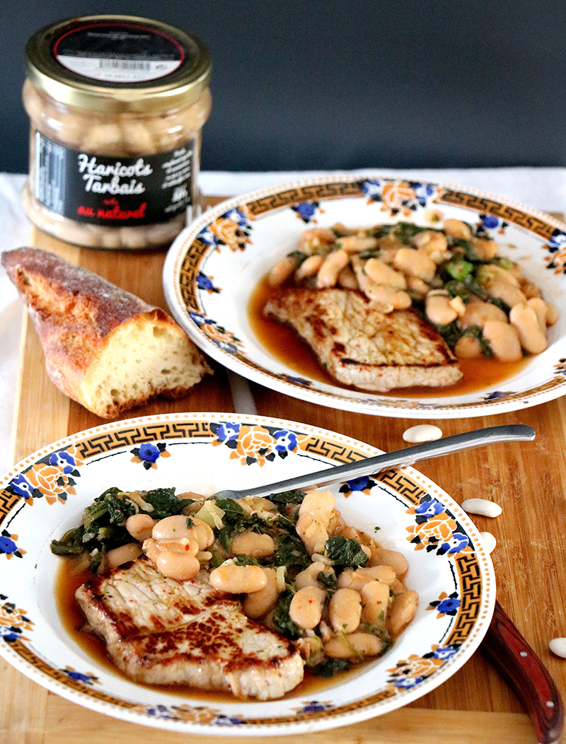 Escalope de veau Haricots Tarbais aux épinards et cumin