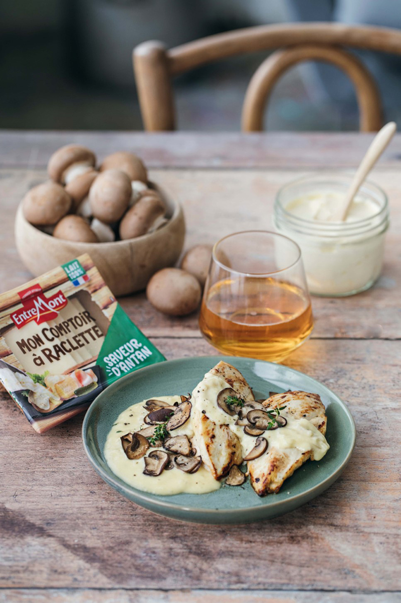 Escalopes de poulet champignons raclette « saveur d’Antan »