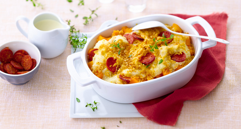 Gratin de potiron chorizo et à la Floraline