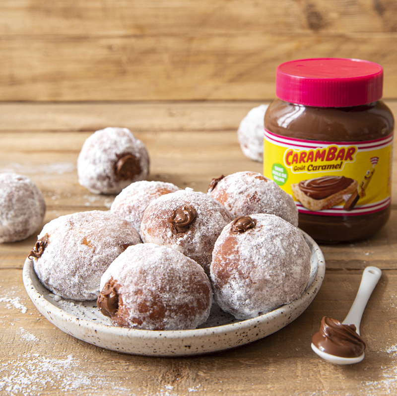 Beignets vénitiens fourrés pâte à tartiner Carambar Caramel