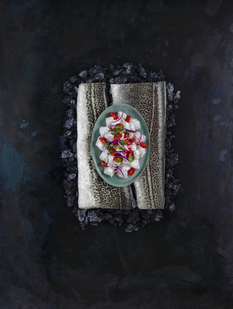 Ceviche de skrei norvégien lait de coco