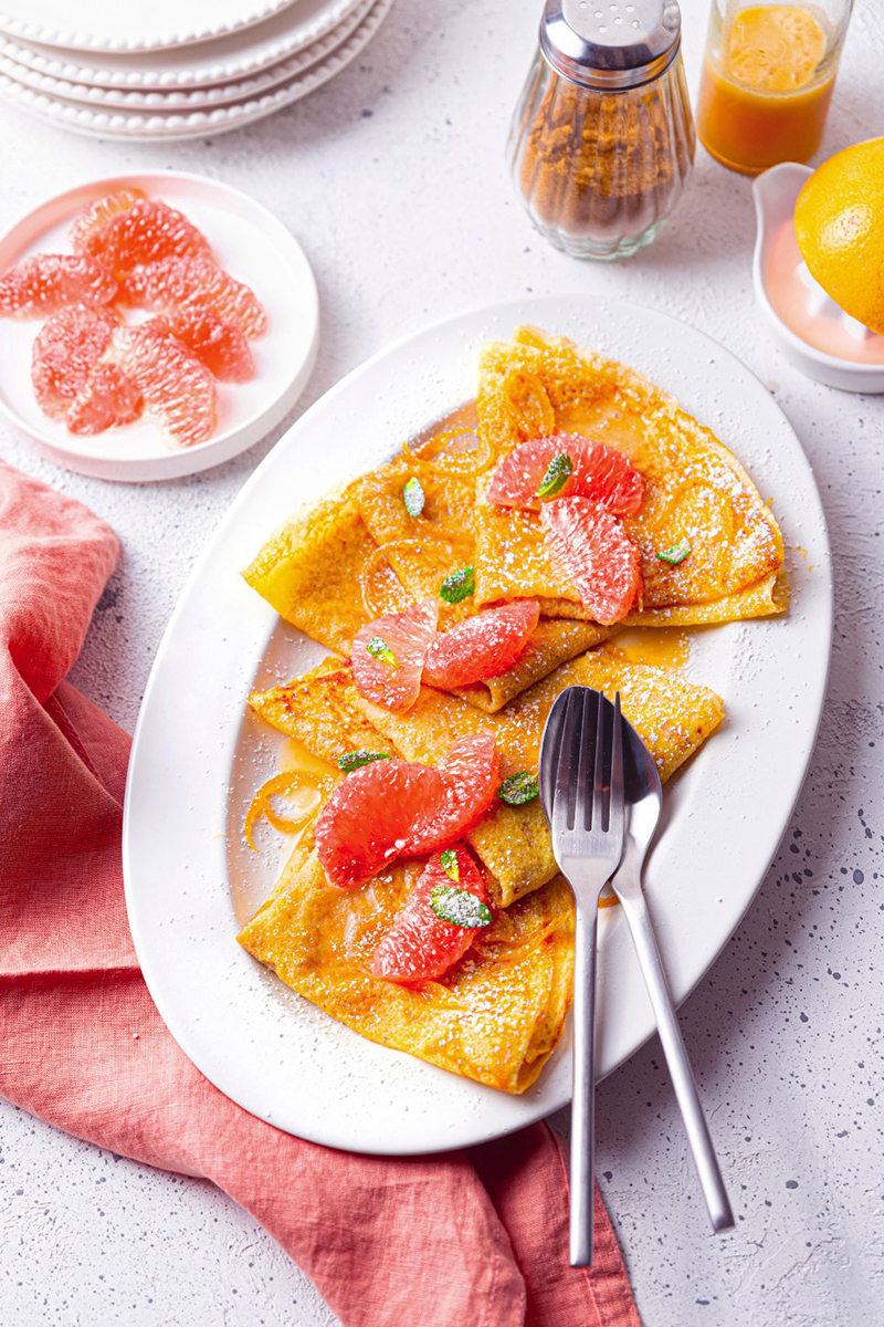 Crêpes façon Suzette pamplemousse de Floride