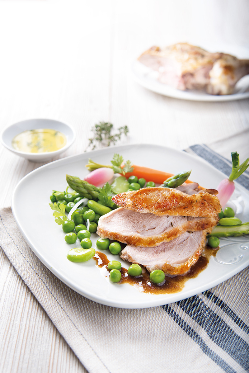 Gigot de chevreau légumes printaniers