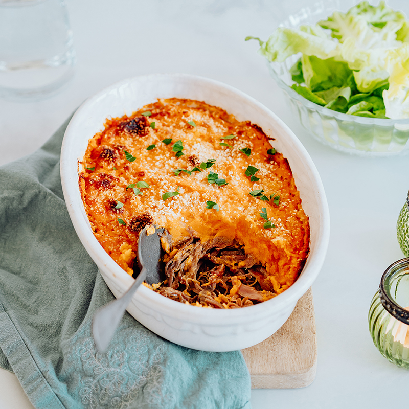 Parmentier de confit de canard patate douce