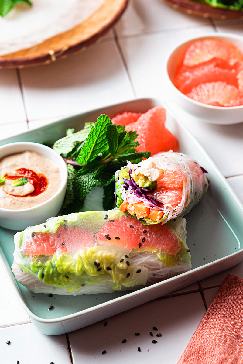 Rouleaux de printemps poulet pamplemousse de Floride