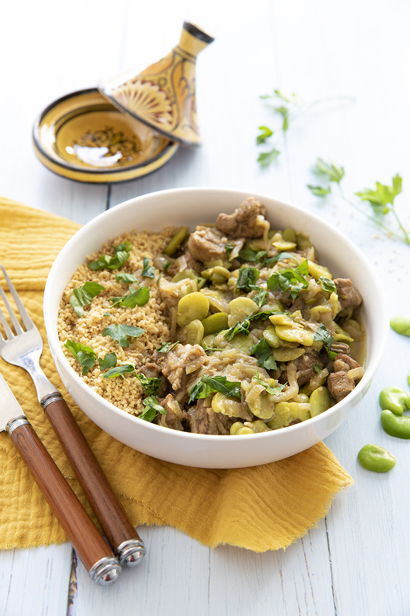 Tajine d’agneau aux fèves semoule de blé