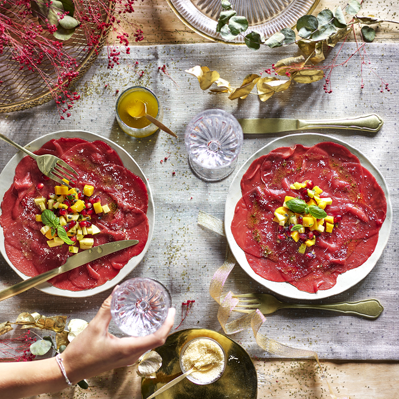 Carpaccio de bœuf tartare de fruits