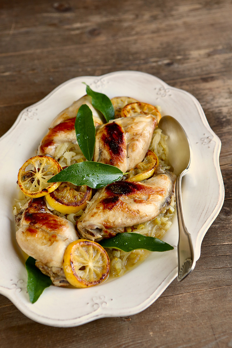 Lapin mijoté citrons grillés