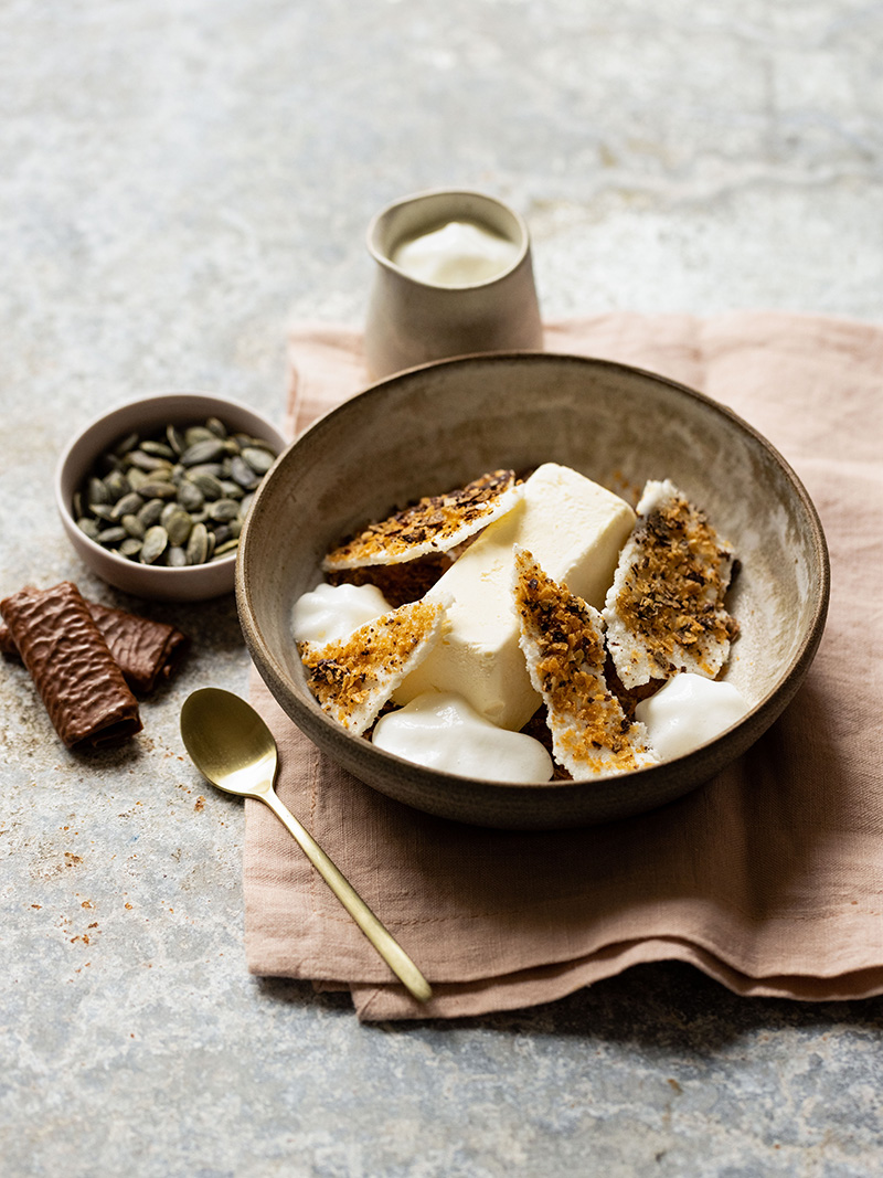 Parfait glacé courge et trois Crêpes Dentelle Gavottes