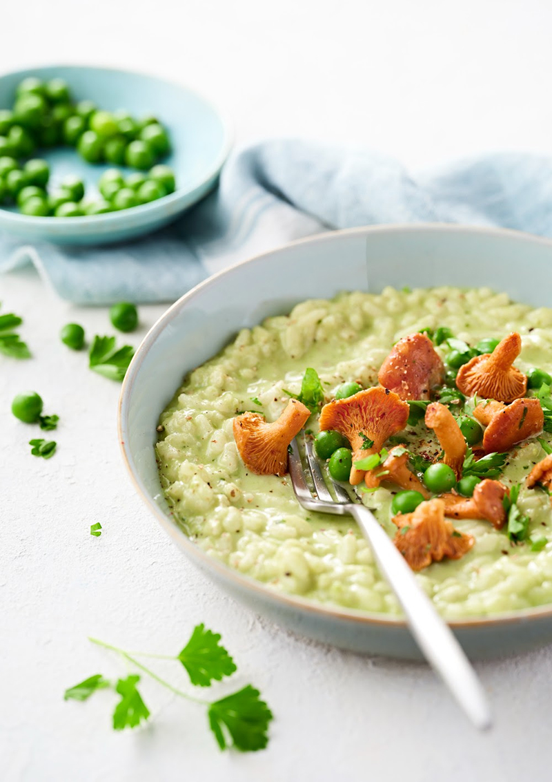 Risotto petits pois girolles